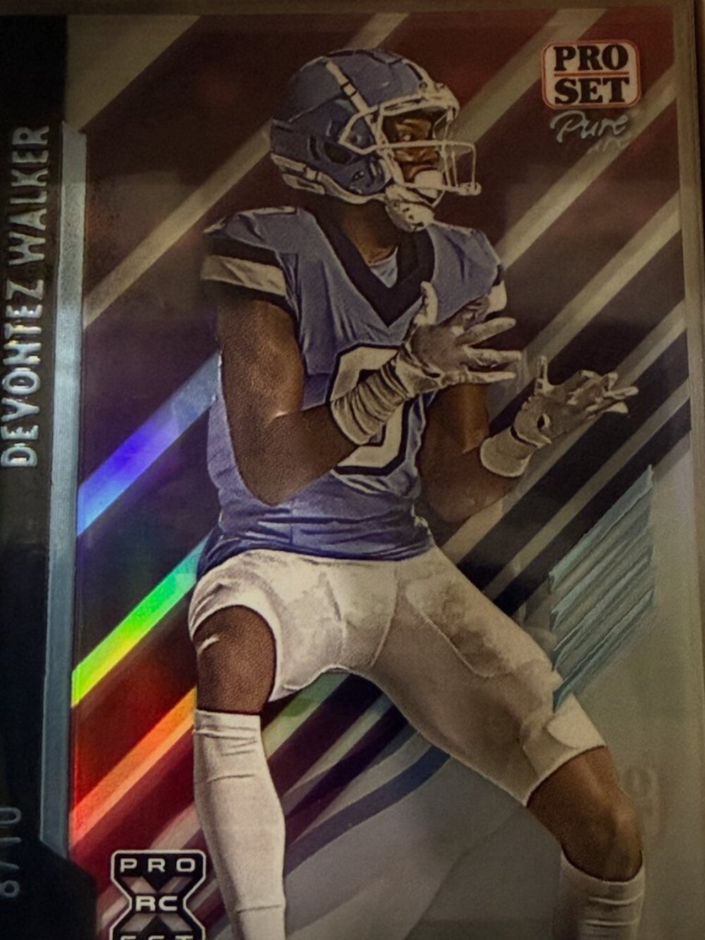 2024 Leaf Pro Set Pure Blue Holo 8/10 Devontez Walker #121 Rookie